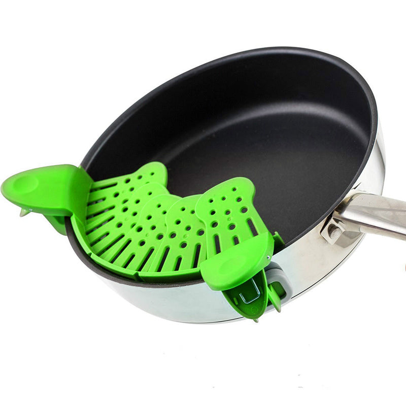 Clip-On Silicone Strainer – No-Spill Easy Cooking