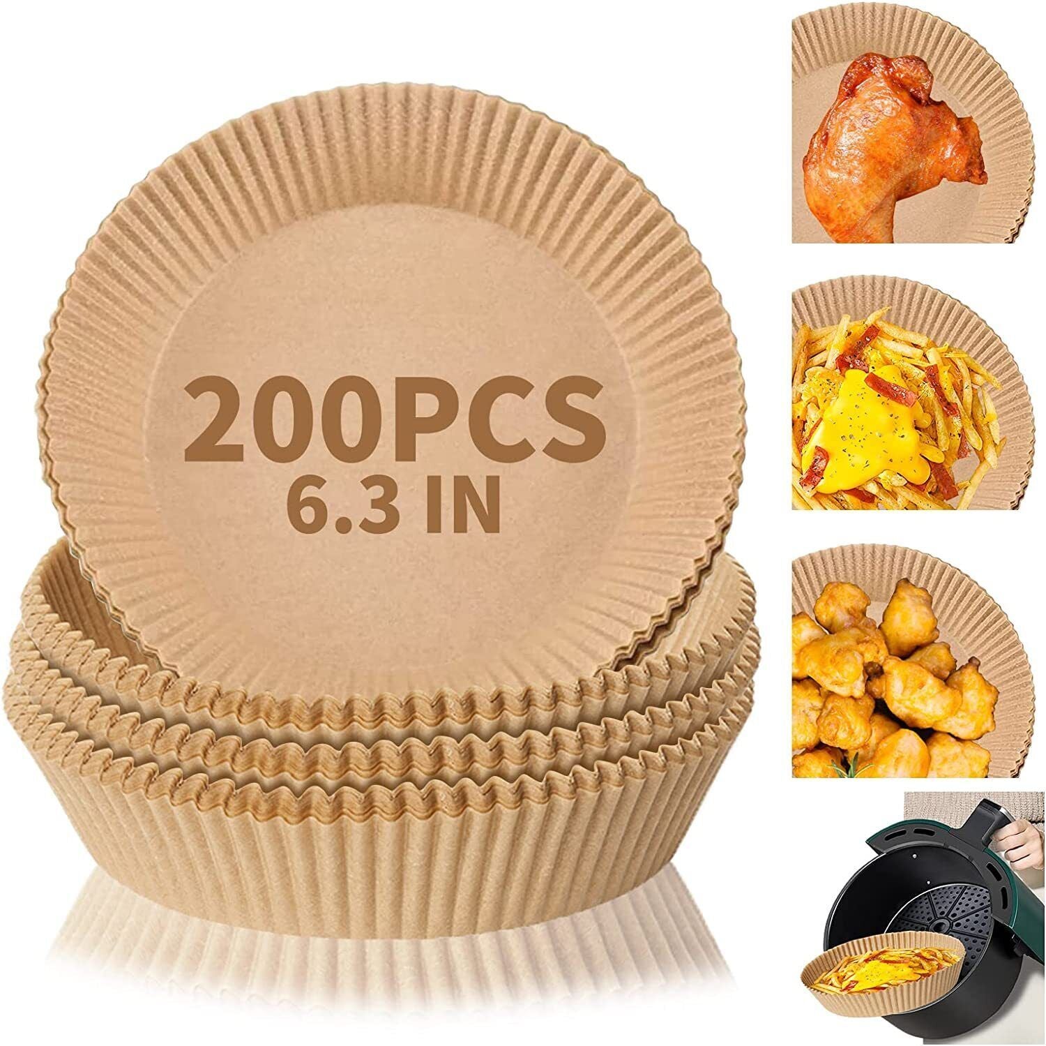 No-Mess Air Fryer Paper Liners – 200pcs Pack
