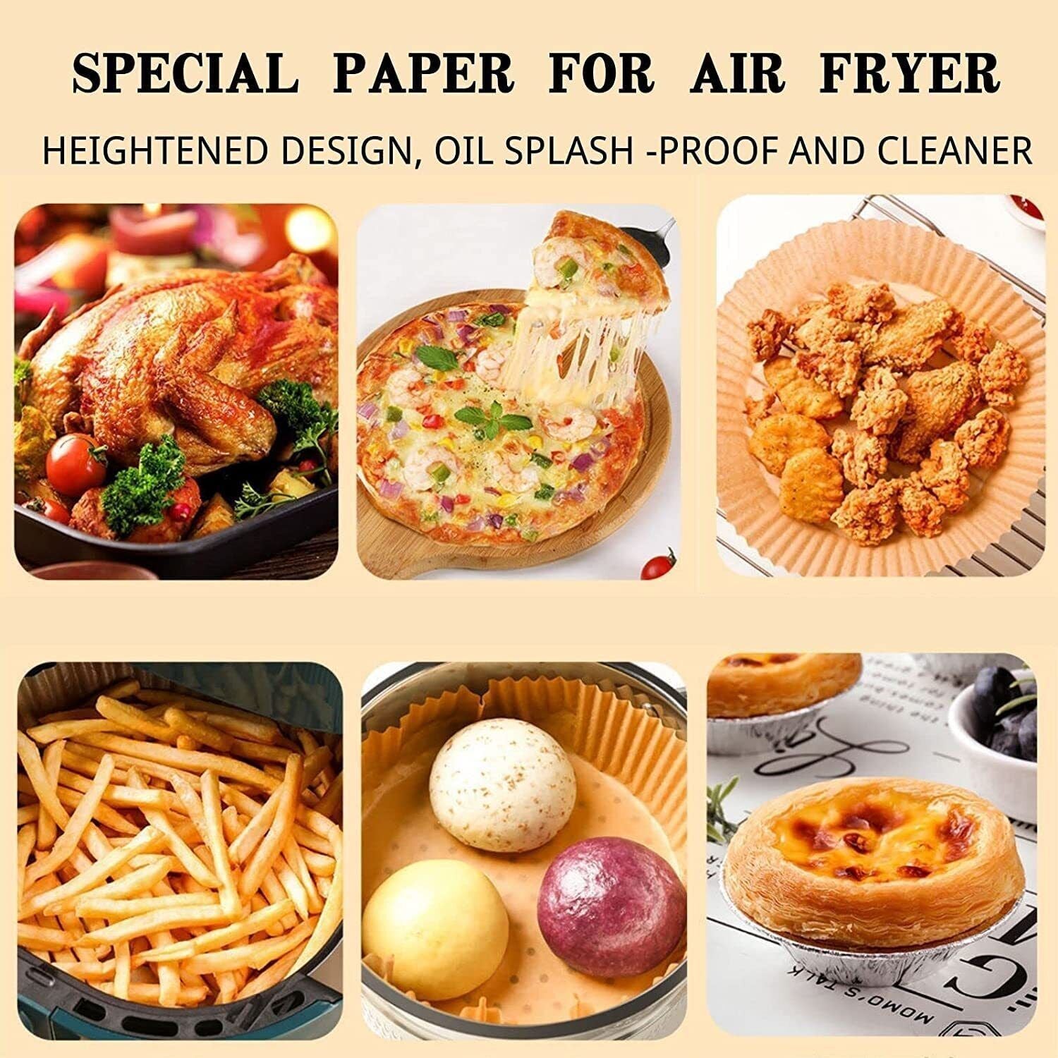 No-Mess Air Fryer Paper Liners – 200pcs Pack