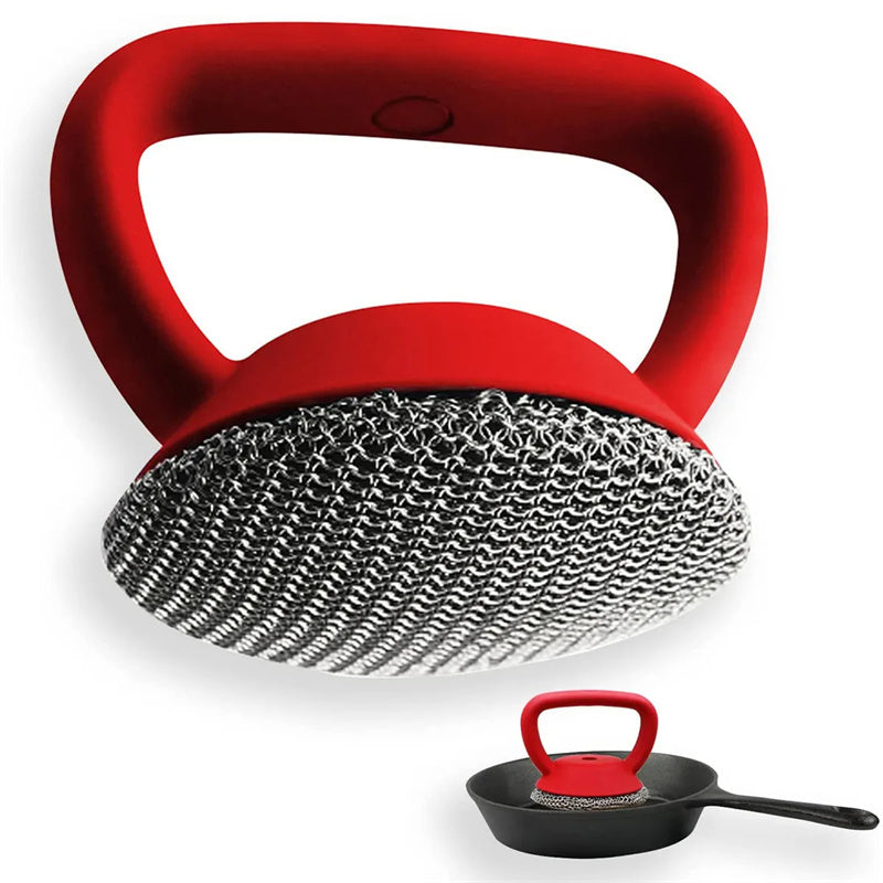 Heavy-Duty Cast Iron Scrubber with Comfort Grip Handle