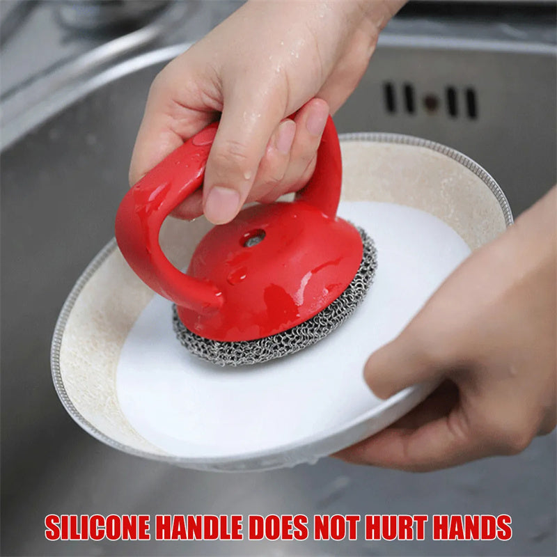 Heavy-Duty Cast Iron Scrubber with Comfort Grip Handle