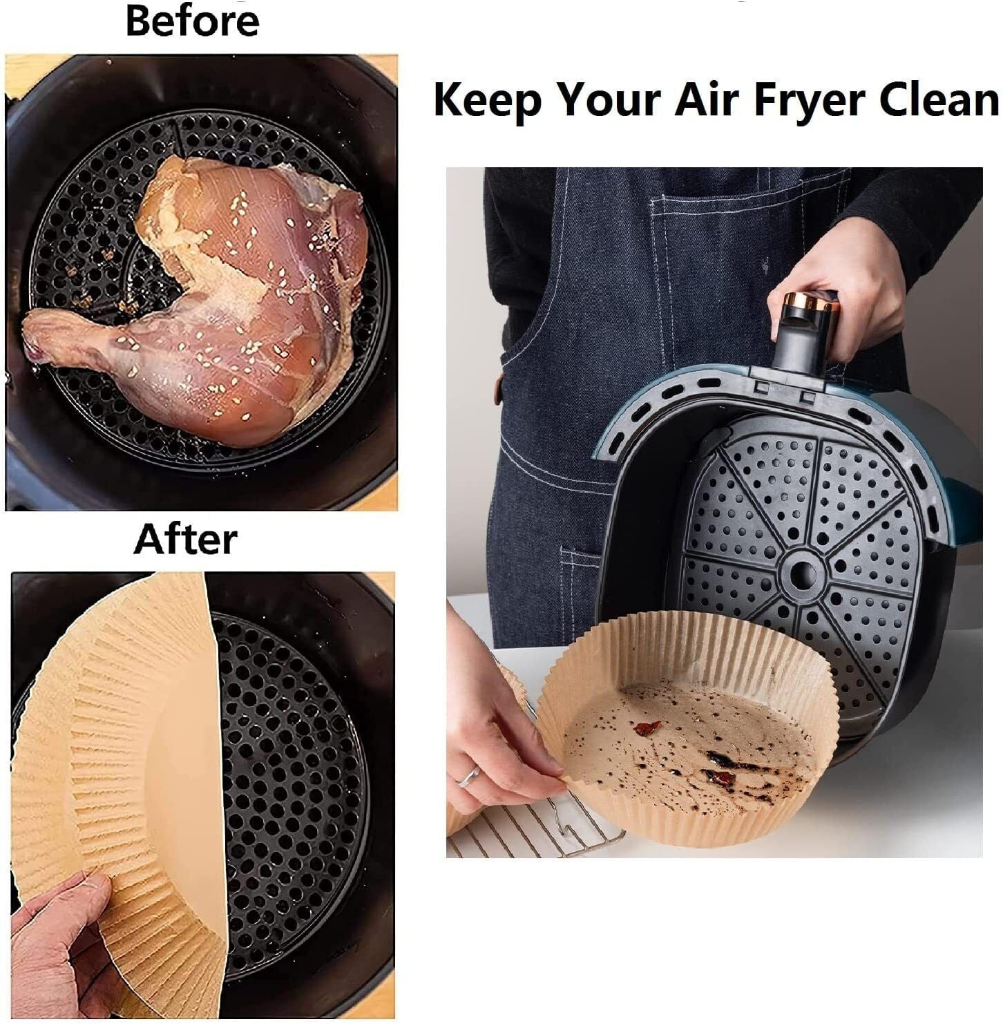 No-Mess Air Fryer Paper Liners – 200pcs Pack