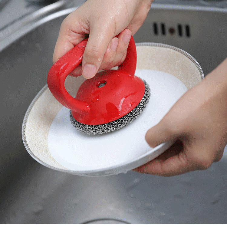Heavy-Duty Cast Iron Scrubber with Comfort Grip Handle